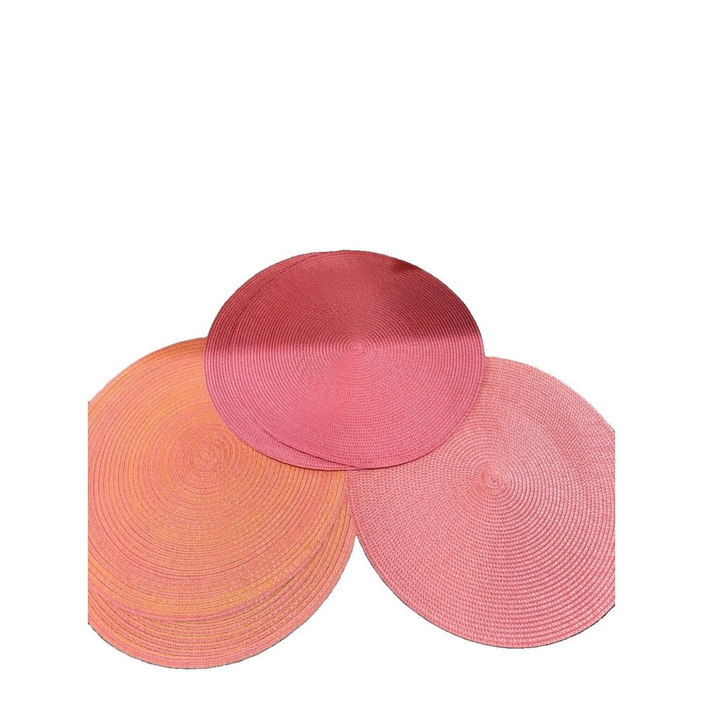 Pier 1 Imports Round Woven Placemats Set of 5 Pink  Boho Barbiecore Coquette